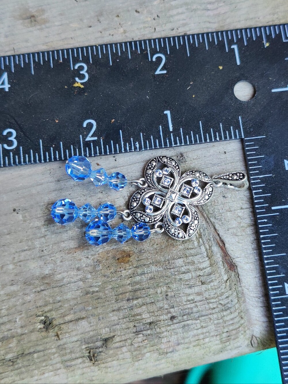 Sterling Silver Blue Crystal Pendant - Picture 3 of 4